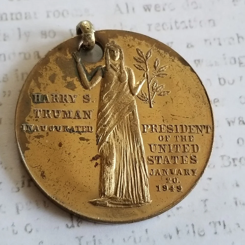Vintage Harry Truman Inaugural coin pendant charm president political